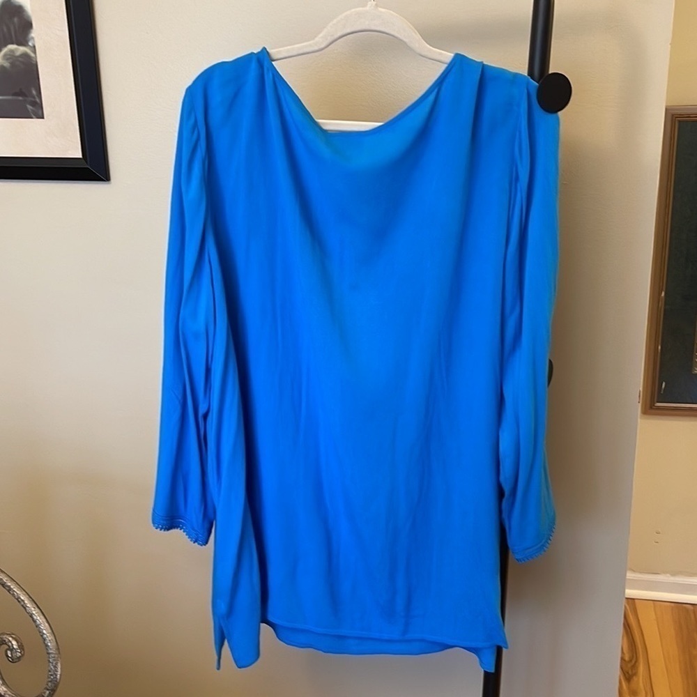 RUBY Rd. Blue With Lace & Tassels Front Top. Size 18W. D250/A1880 - Picture 3 of 5
